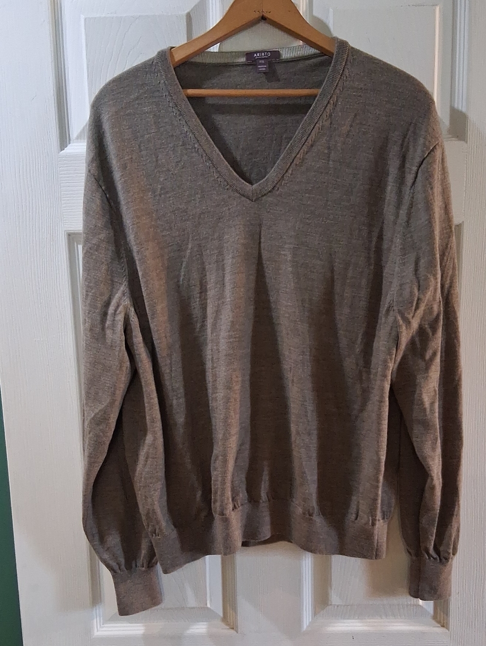 Aris Women's V-Neck Sweater in Taupe